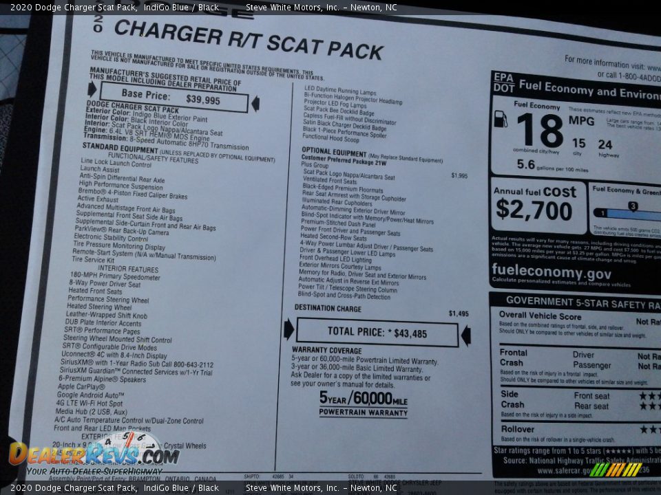 2020 Dodge Charger Scat Pack Window Sticker Photo #28