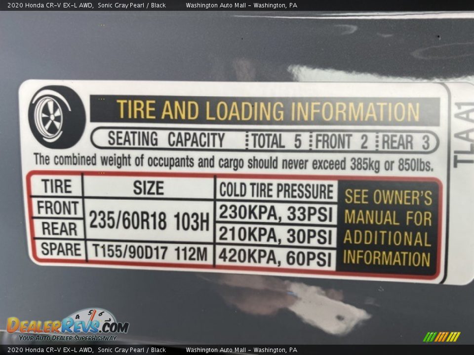 2020 Honda CR-V EX-L AWD Sonic Gray Pearl / Black Photo #8