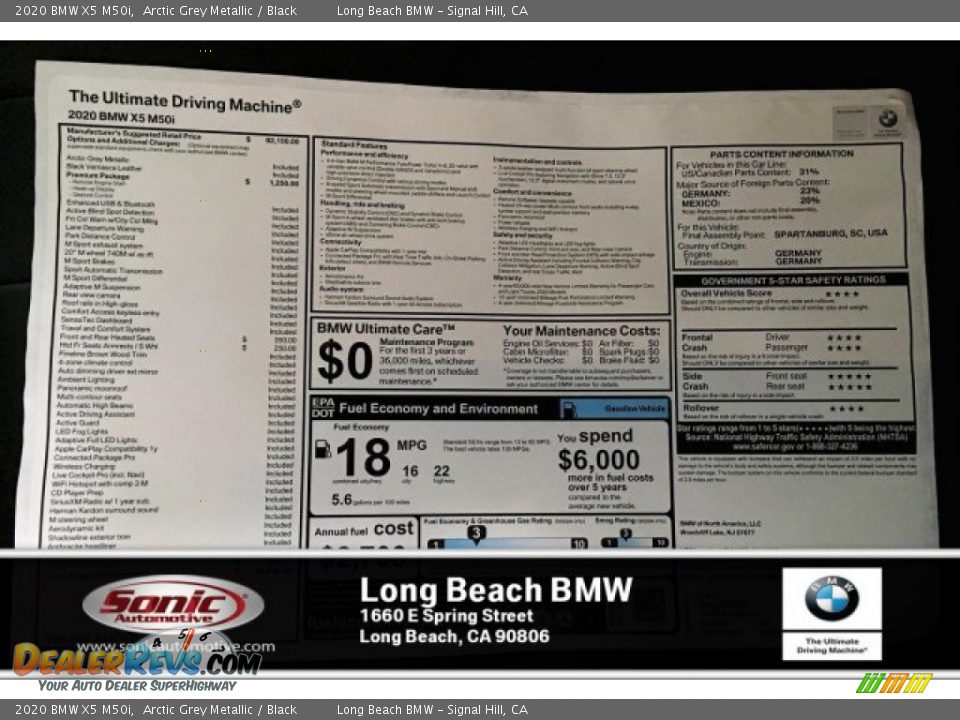 2020 BMW X5 M50i Arctic Grey Metallic / Black Photo #10