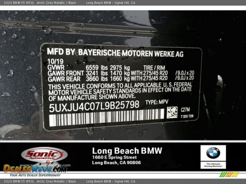 2020 BMW X5 M50i Arctic Grey Metallic / Black Photo #11