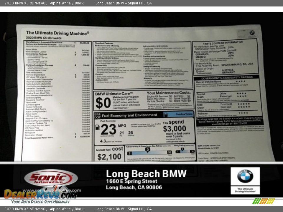 2020 BMW X5 sDrive40i Alpine White / Black Photo #10