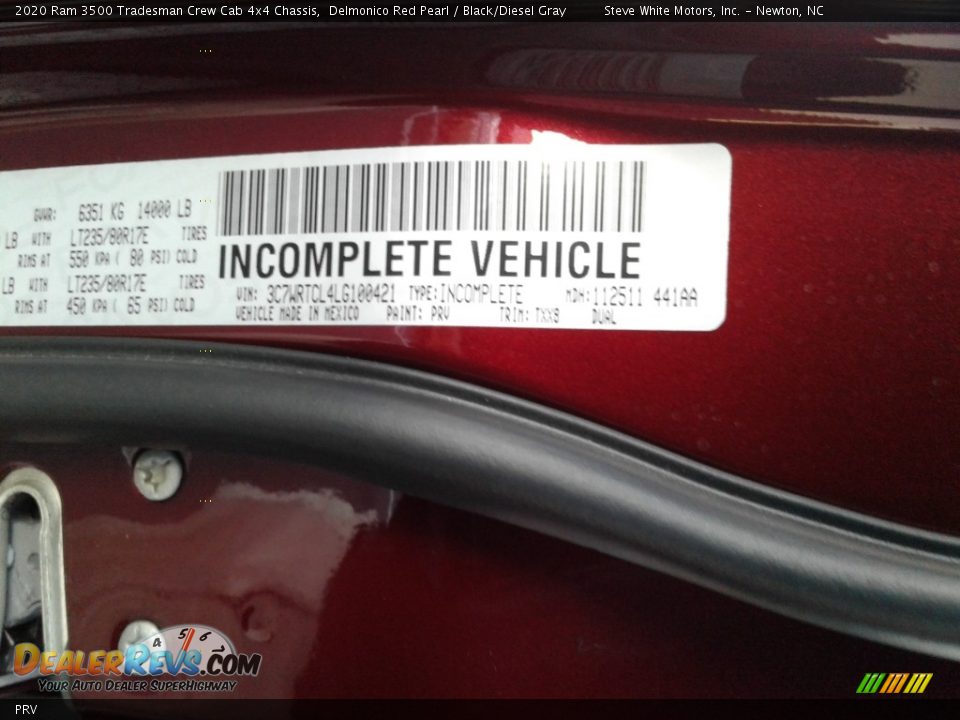 Ram Color Code PRV Delmonico Red Pearl