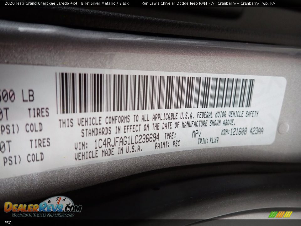 Jeep Color Code PSC Billet Silver Metallic