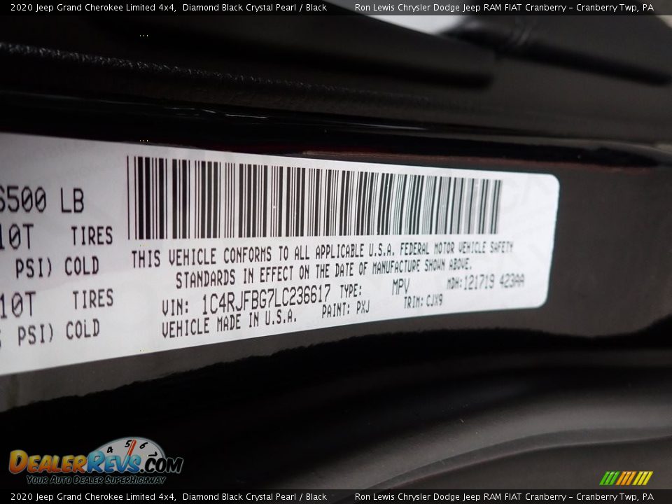 2020 Jeep Grand Cherokee Limited 4x4 Diamond Black Crystal Pearl / Black Photo #14