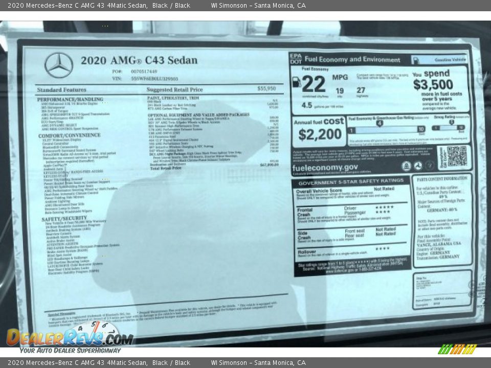 2020 Mercedes-Benz C AMG 43 4Matic Sedan Black / Black Photo #11