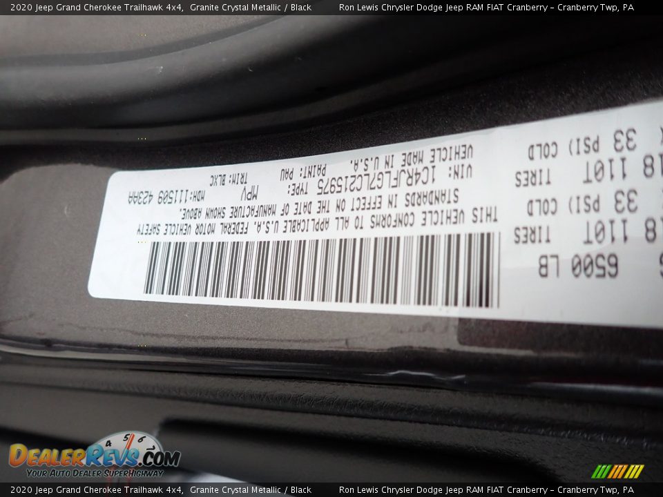 2020 Jeep Grand Cherokee Trailhawk 4x4 Granite Crystal Metallic / Black Photo #16