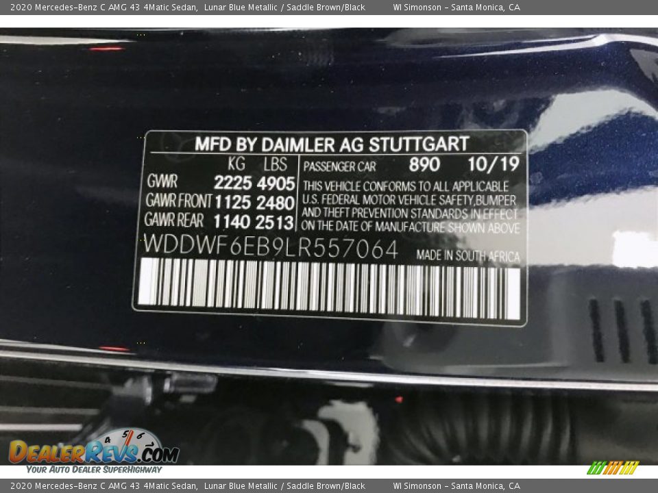 2020 Mercedes-Benz C AMG 43 4Matic Sedan Lunar Blue Metallic / Saddle Brown/Black Photo #24