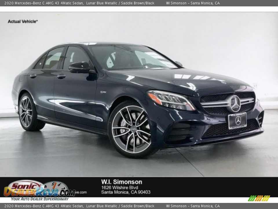 2020 Mercedes-Benz C AMG 43 4Matic Sedan Lunar Blue Metallic / Saddle Brown/Black Photo #1