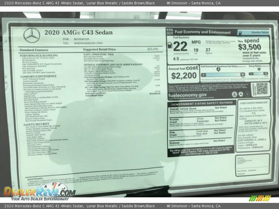 2020 Mercedes-Benz C AMG 43 4Matic Sedan Lunar Blue Metallic / Saddle Brown/Black Photo #11