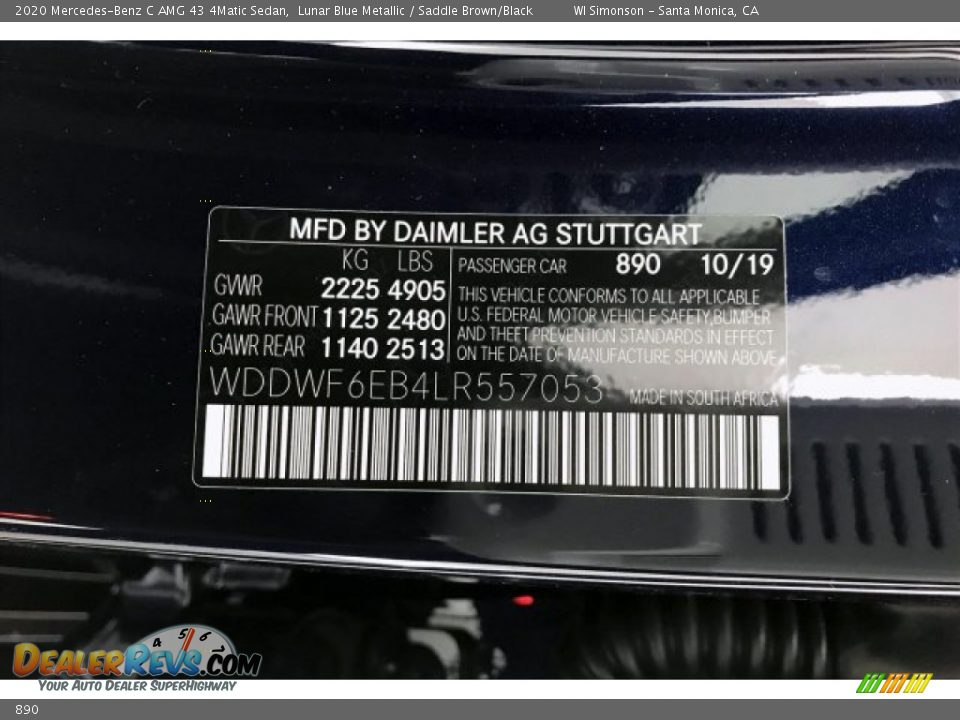 Mercedes-Benz Color Code 890 Lunar Blue Metallic