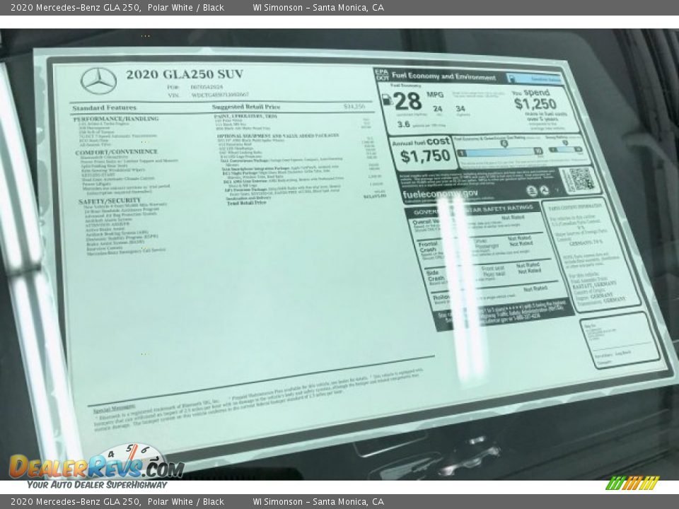 2020 Mercedes-Benz GLA 250 Polar White / Black Photo #10