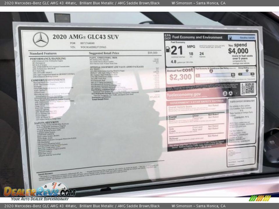 2020 Mercedes-Benz GLC AMG 43 4Matic Window Sticker Photo #11