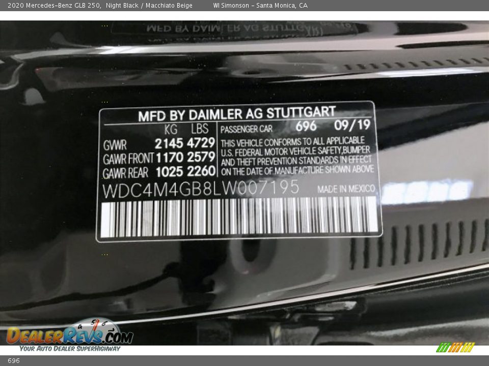 Mercedes-Benz Color Code 696 Night Black