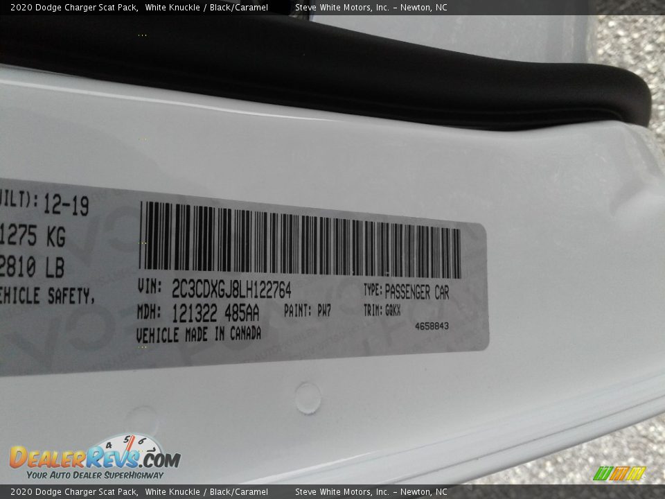 2020 Dodge Charger Scat Pack White Knuckle / Black/Caramel Photo #31