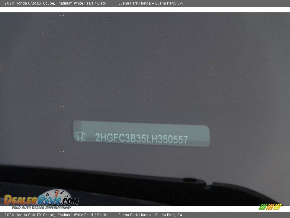 2020 Honda Civic EX Coupe Platinum White Pearl / Black Photo #36