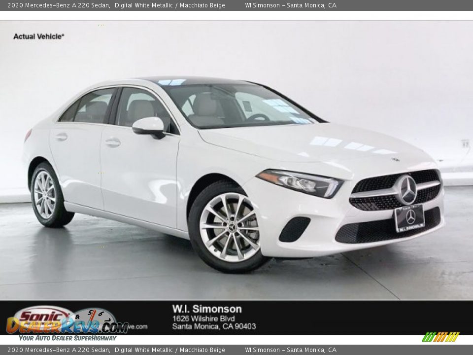 2020 Mercedes-Benz A 220 Sedan Digital White Metallic / Macchiato Beige Photo #1