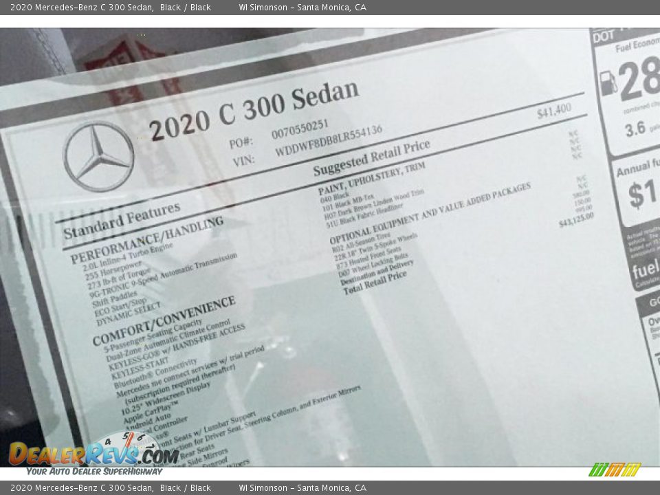 2020 Mercedes-Benz C 300 Sedan Black / Black Photo #10