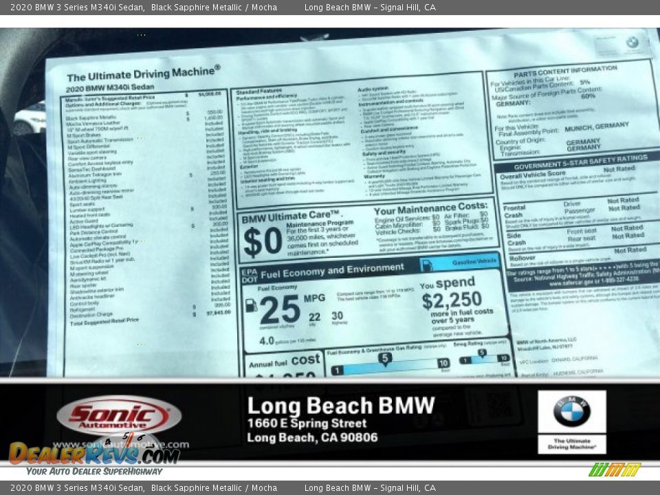 2020 BMW 3 Series M340i Sedan Black Sapphire Metallic / Mocha Photo #10