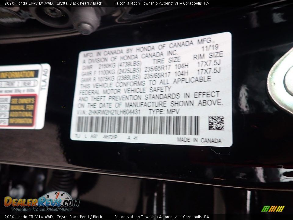 2020 Honda CR-V LX AWD Crystal Black Pearl / Black Photo #13