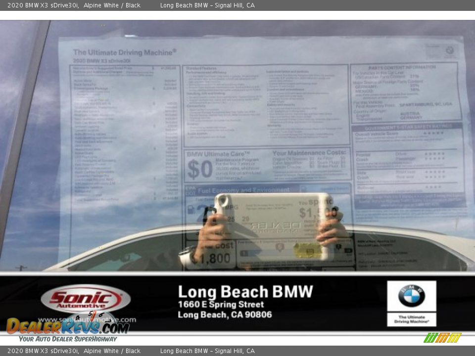 2020 BMW X3 sDrive30i Alpine White / Black Photo #10