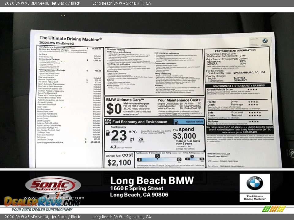 2020 BMW X5 sDrive40i Jet Black / Black Photo #10