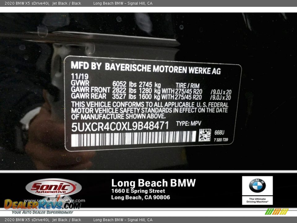 2020 BMW X5 sDrive40i Jet Black / Black Photo #11