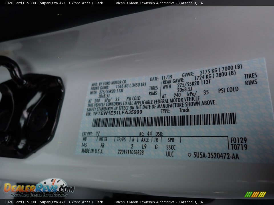 2020 Ford F150 XLT SuperCrew 4x4 Oxford White / Black Photo #12