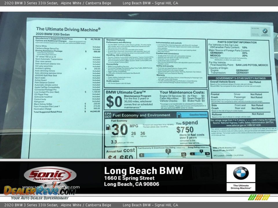 2020 BMW 3 Series 330i Sedan Alpine White / Canberra Beige Photo #10