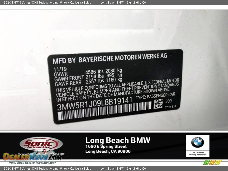 2020 BMW 3 Series 330i Sedan Alpine White / Canberra Beige Photo #11