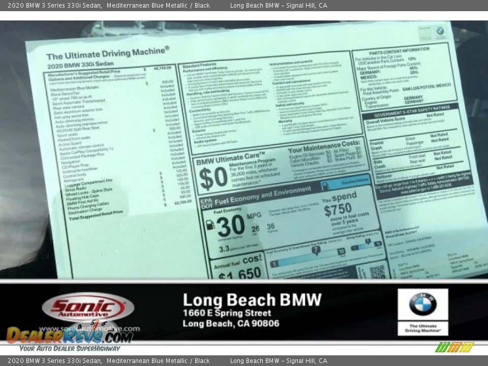 2020 BMW 3 Series 330i Sedan Mediterranean Blue Metallic / Black Photo #10