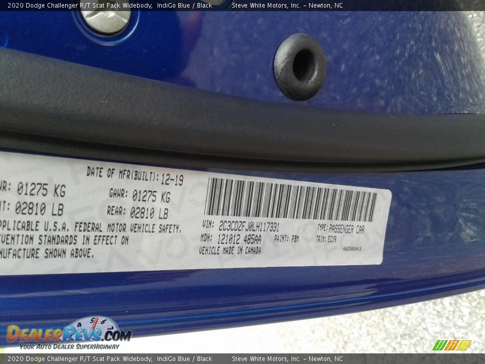 2020 Dodge Challenger R/T Scat Pack Widebody IndiGo Blue / Black Photo #30
