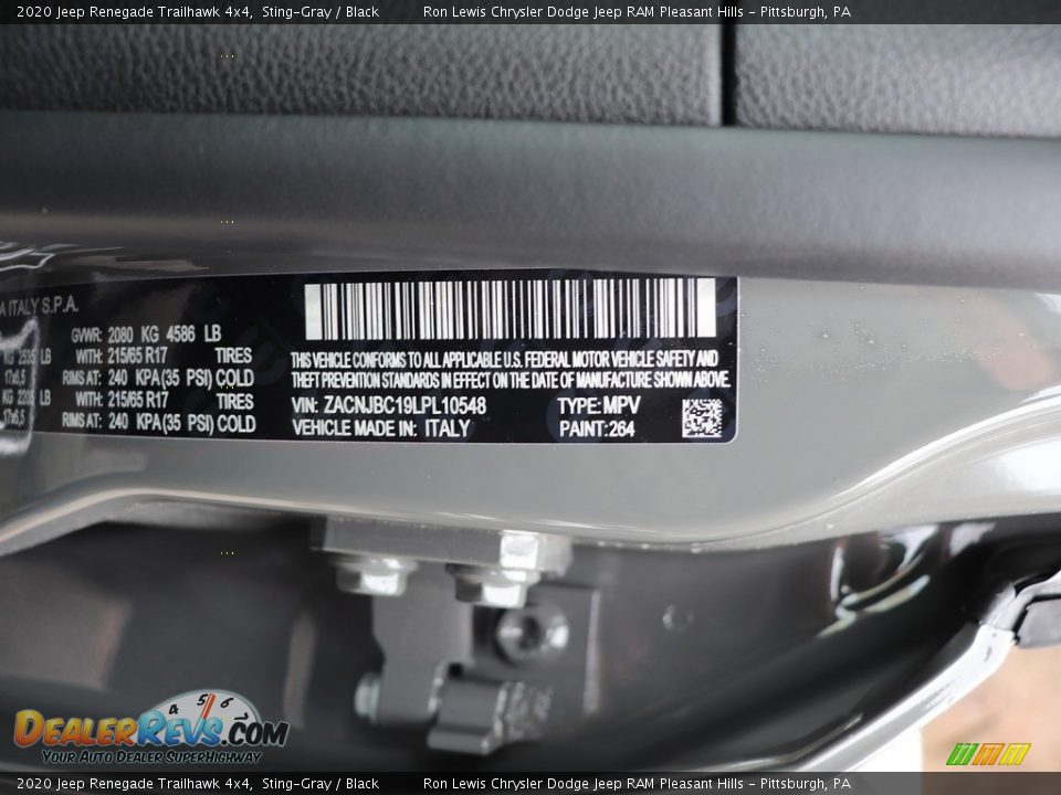 2020 Jeep Renegade Trailhawk 4x4 Sting-Gray / Black Photo #15