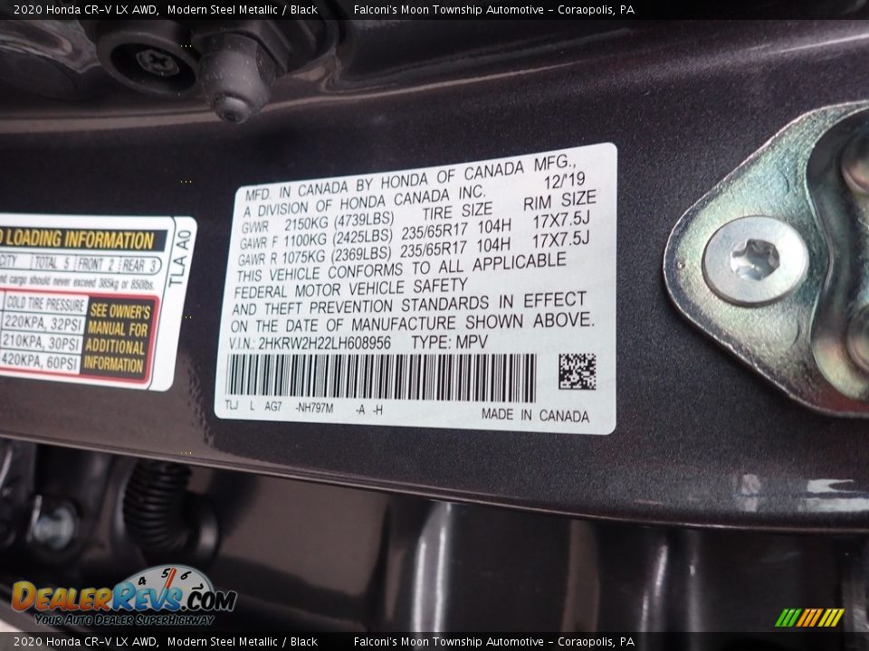 2020 Honda CR-V LX AWD Modern Steel Metallic / Black Photo #13