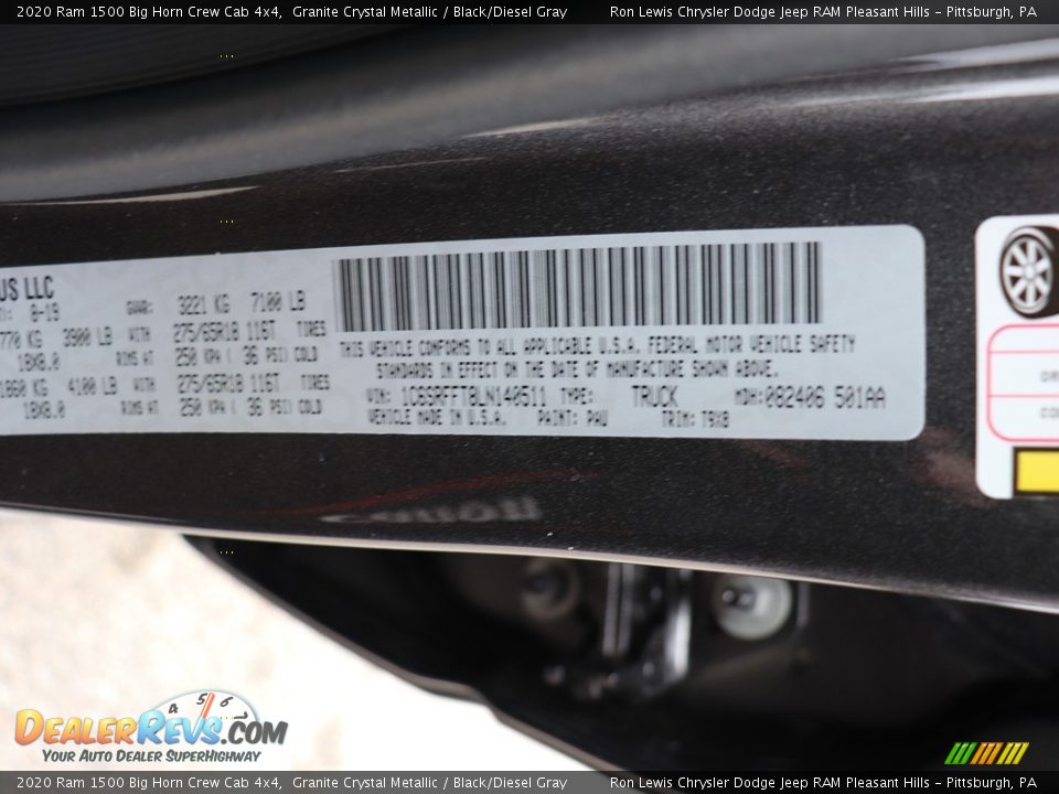2020 Ram 1500 Big Horn Crew Cab 4x4 Granite Crystal Metallic / Black/Diesel Gray Photo #15