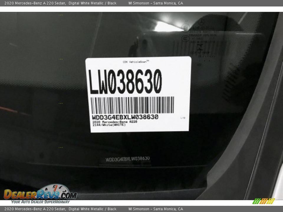 2020 Mercedes-Benz A 220 Sedan Digital White Metallic / Black Photo #11