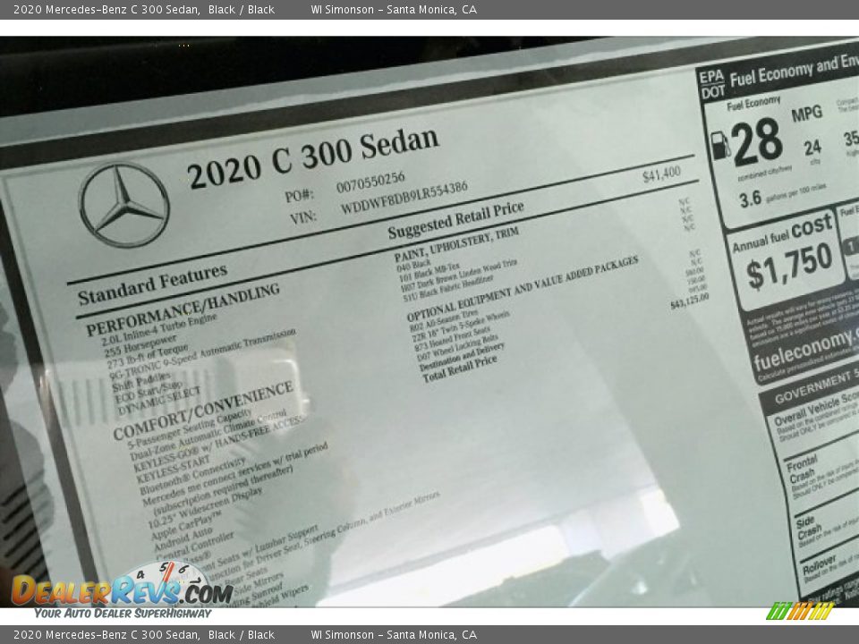 2020 Mercedes-Benz C 300 Sedan Black / Black Photo #10