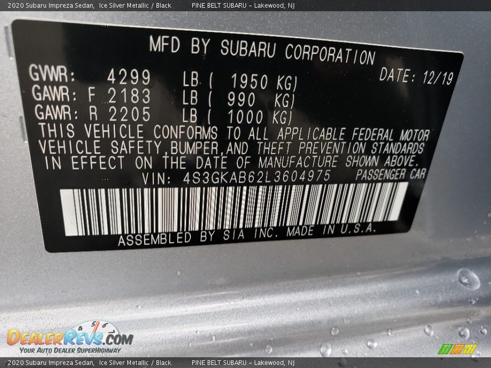 2020 Subaru Impreza Sedan Ice Silver Metallic / Black Photo #9
