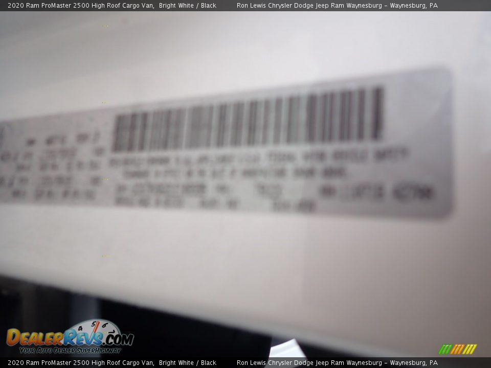 2020 Ram ProMaster 2500 High Roof Cargo Van Bright White / Black Photo #12