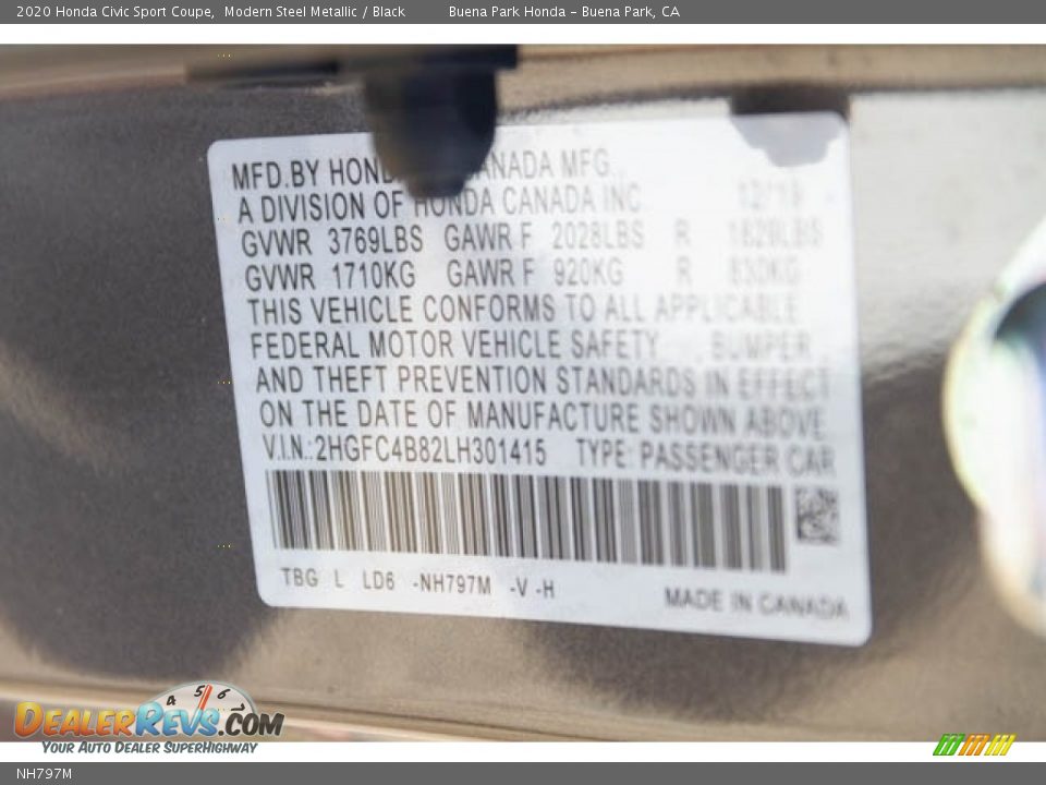 Honda Color Code NH797M Modern Steel Metallic