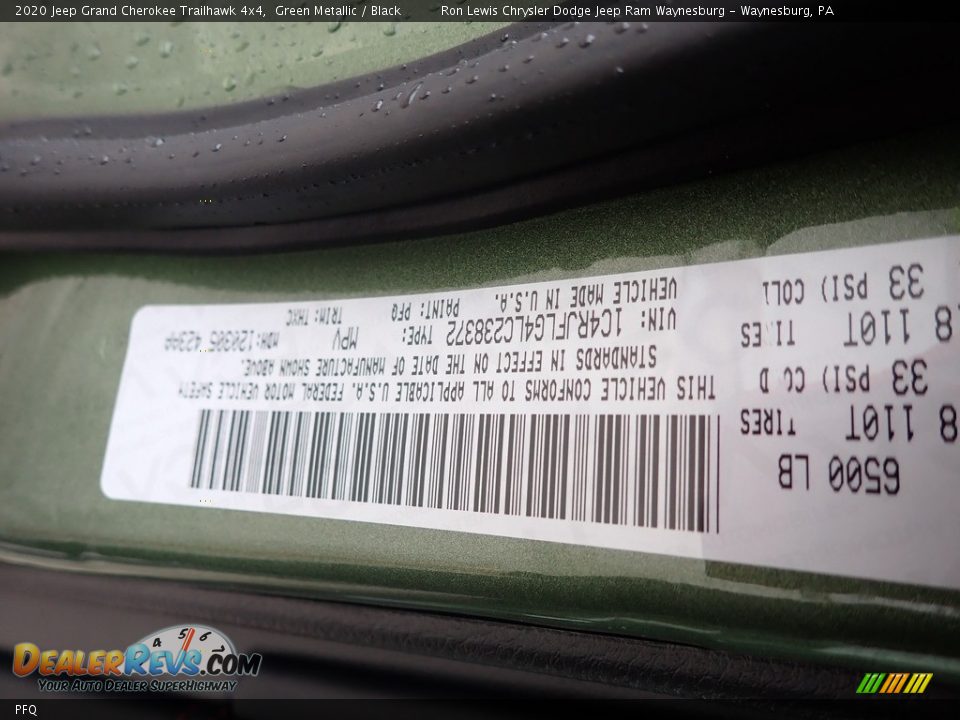 Jeep Color Code PFQ Green Metallic