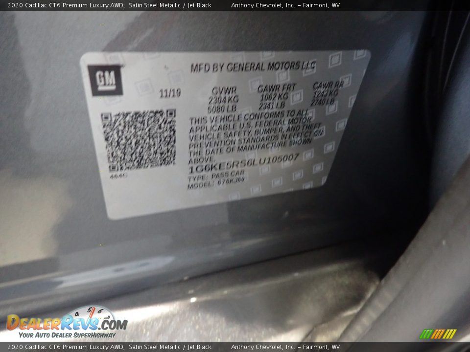 2020 Cadillac CT6 Premium Luxury AWD Satin Steel Metallic / Jet Black Photo #13