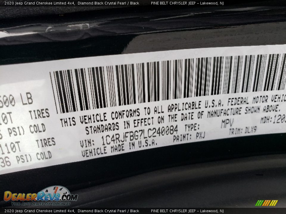 2020 Jeep Grand Cherokee Limited 4x4 Diamond Black Crystal Pearl / Black Photo #9
