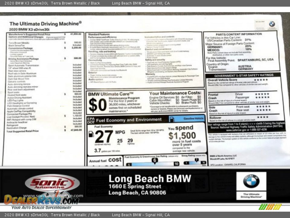 2020 BMW X3 sDrive30i Terra Brown Metallic / Black Photo #10