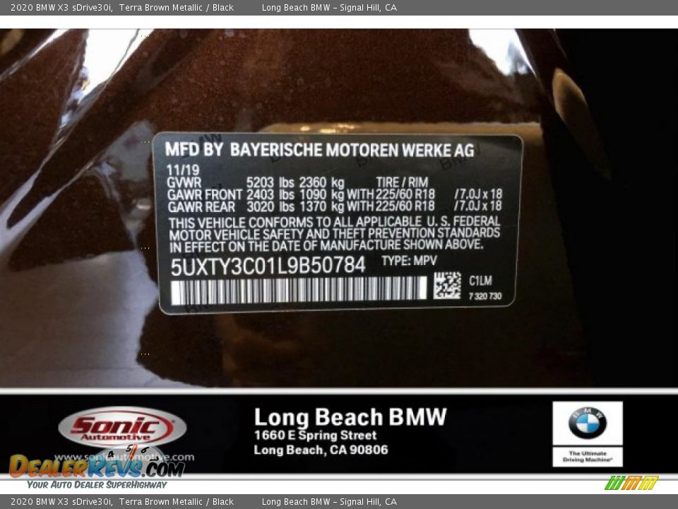 2020 BMW X3 sDrive30i Terra Brown Metallic / Black Photo #11