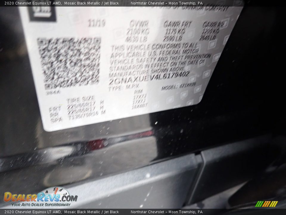 2020 Chevrolet Equinox LT AWD Mosaic Black Metallic / Jet Black Photo #16