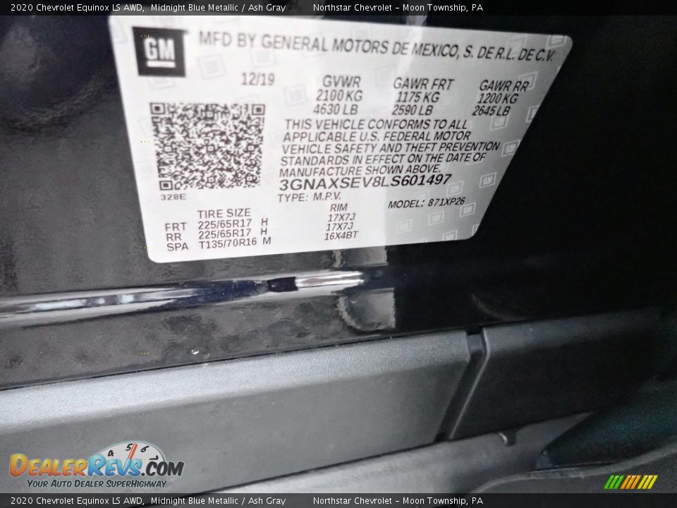 2020 Chevrolet Equinox LS AWD Midnight Blue Metallic / Ash Gray Photo #17