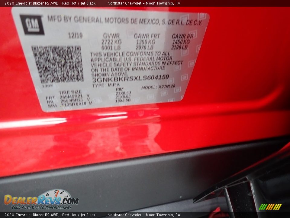 2020 Chevrolet Blazer RS AWD Red Hot / Jet Black Photo #16