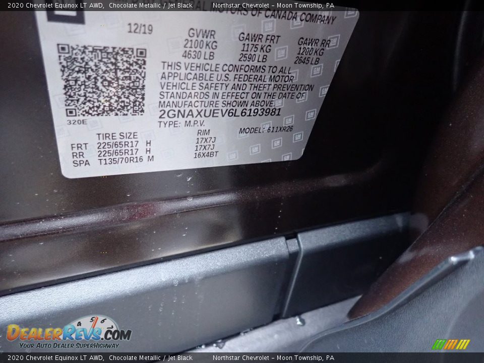 2020 Chevrolet Equinox LT AWD Chocolate Metallic / Jet Black Photo #14