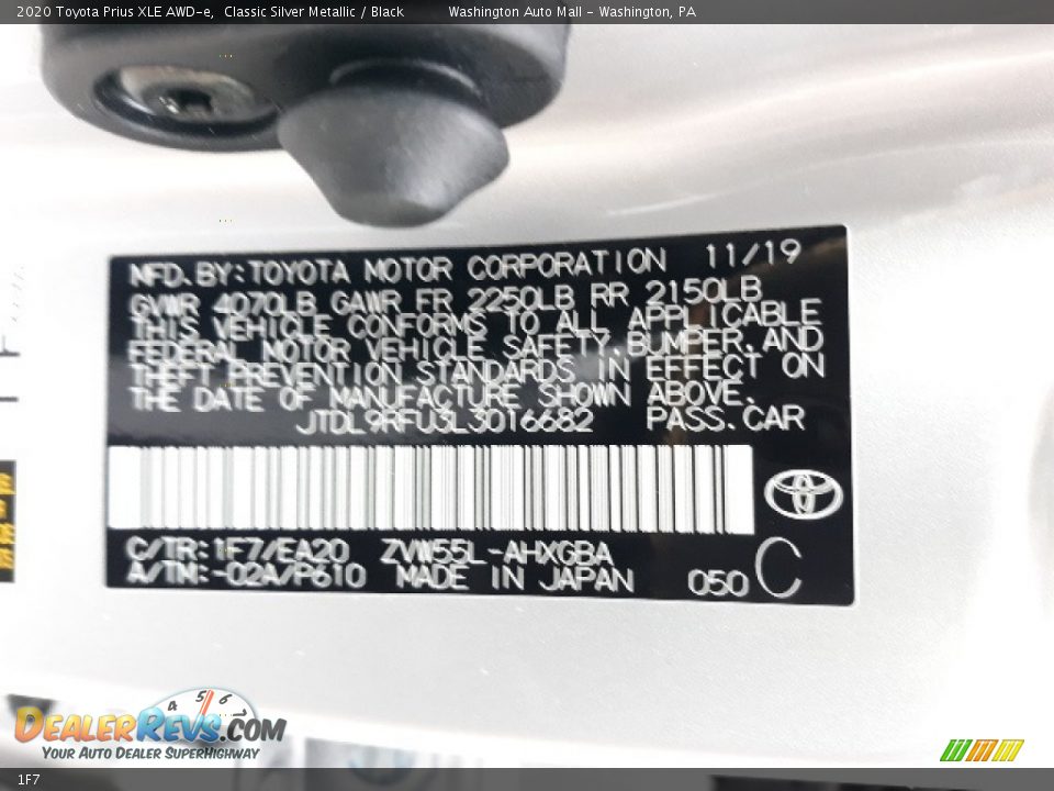 Toyota Color Code 1F7 Classic Silver Metallic