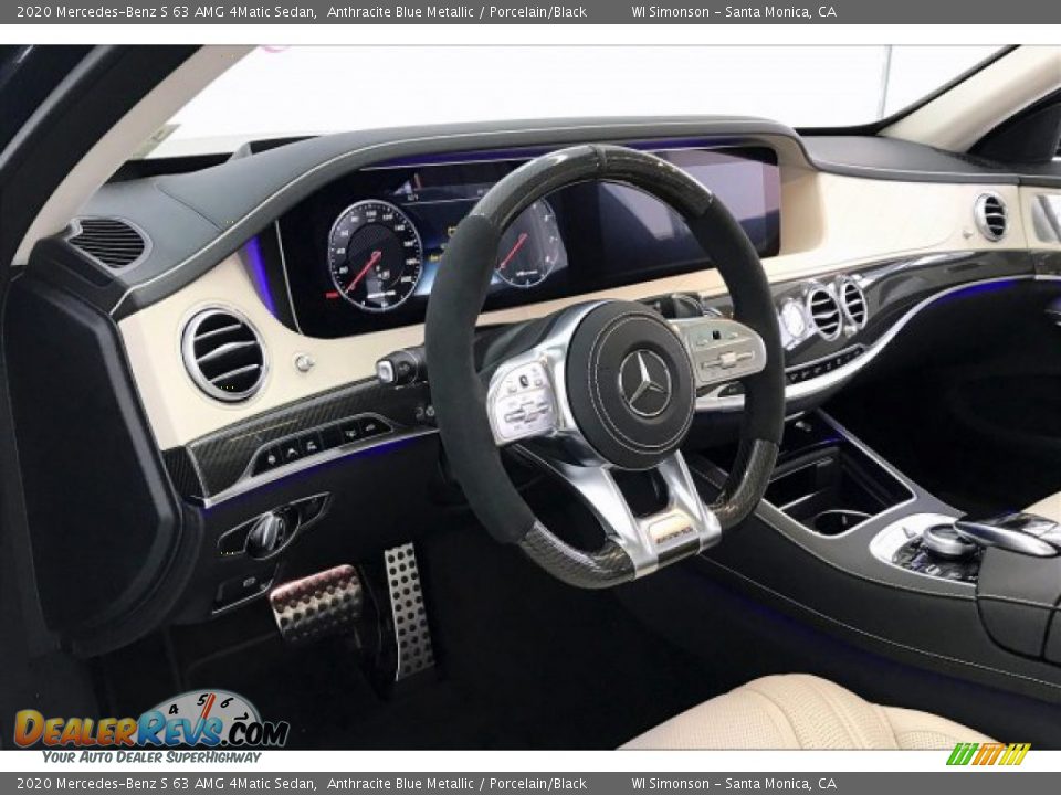 2020 Mercedes-Benz S 63 AMG 4Matic Sedan Anthracite Blue Metallic / Porcelain/Black Photo #22